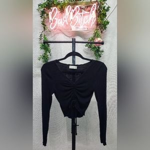 Altar'd state black ribbed knit long sleeve top